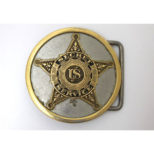Vintage United States Secret Service USSS Badge Belt Buckle ADM Gold Silver Tone
